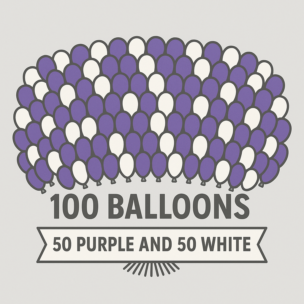 Metallic Balloons 100 Pcs Purple And White (Pack Of 100)