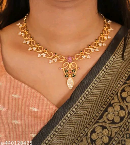 brass Designer Gold plated jewellery set for women