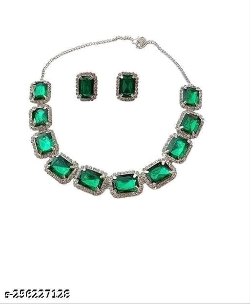 Anuttam's kundan and crystal necklace choker set for women