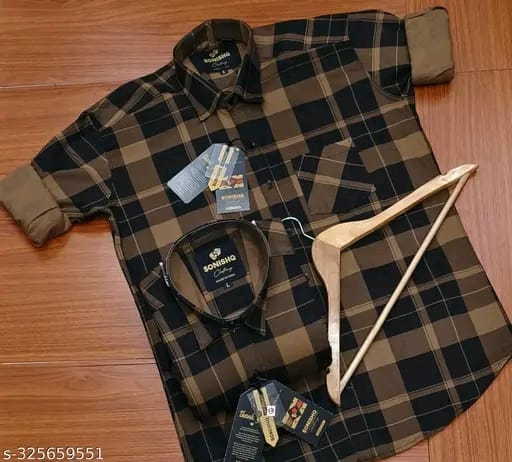 Men's Party Wear Casual Solid Full Sleeves Printed Cotton Premium Graphic Checked Shirt (Gold) By Sonishq