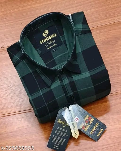 Men's Party Wear Casual Solid Full Sleeves Printed Cotton Premium Graphic Checked Shirt (Gold) By Sonishq