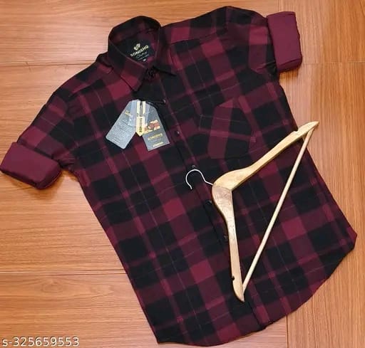 Men's Party Wear Casual Solid Full Sleeves Printed Cotton Premium Graphic Checked Shirt (Gold) By Sonishq