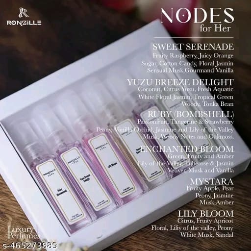 Ronzille Luxe Women Eau De Perfume Enchanted Bloom Eau, Lily Bloom,Mystara,Ruby,Yuzu Breeze,Sweet Serenade- 48ml(Set of 6)
