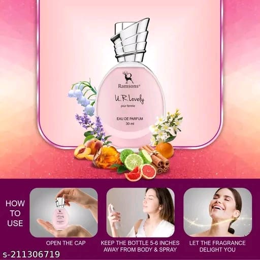 Ramsons - U R LOVELY Eau De Parfum | 30 ML | Perfume For Women | TN - Bergamot, Peach, Orange, Grapefruit, Aquatic | MN - Lilly of the valley, Rose, Jasmine, Cinnamon | BN - Woody, Musk, Vanilla