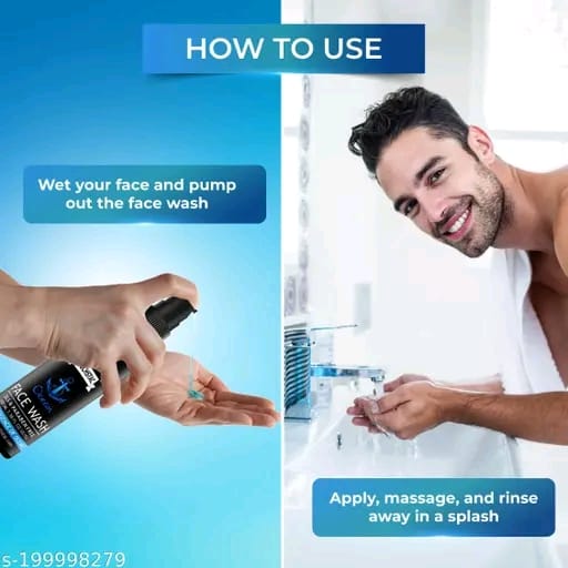 Muuchstac Ocean Face Wash for Men | Fight Acne & Pimples, Brighten Skin, Clears Dirt, Oil Control, Refreshing Feel - Multi-Action Formula | 100 ml | Pack of 2