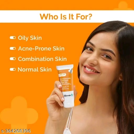 The Derma Co.1% Hyaluronic Sunscreen SPF 50 Aqua Gel, PA++++, Lightweight, No white-cast for Broad Spectrum & Blue Light Protection for Oily, Dry, Acne-prone Skin - 30g