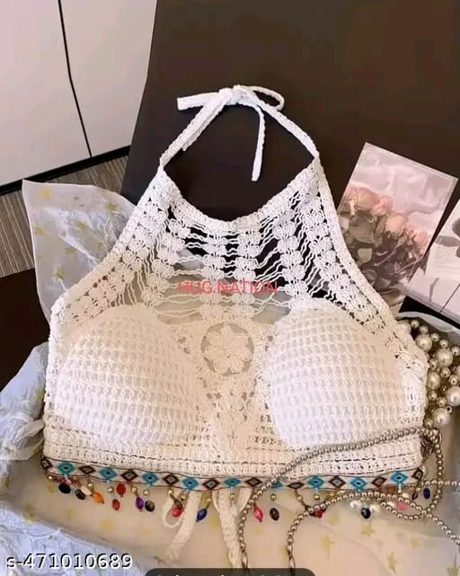 Metal pom pom crochet bralette top series