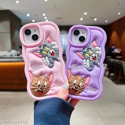 Elevate Soft Tom & Jerry Case Cover for i Phone 13, 3D Cute Cartoon Design Full Protective Case for i Phone 13 - Black