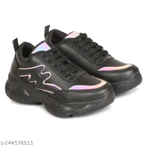 Womens Shoes Sports Sneaker Shoes Design M Sticker Lace-Up Solid Lightweight Sports Sneaker Shoes for Women's & Girls