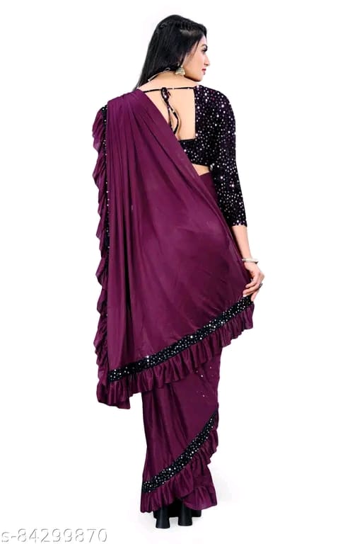 FANCY Black Ruffle Wadding Saree With Blouse