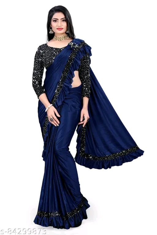 FANCY Black Ruffle Wadding Saree With Blouse