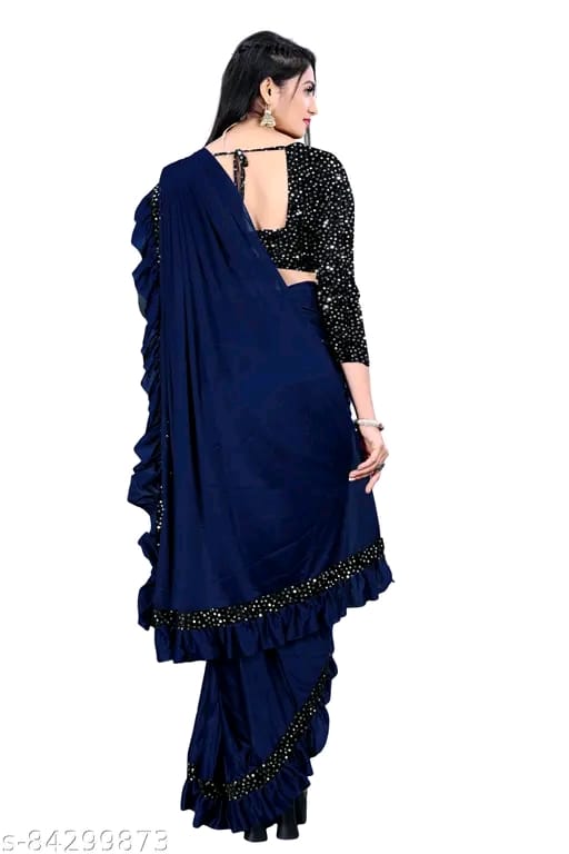 FANCY Black Ruffle Wadding Saree With Blouse