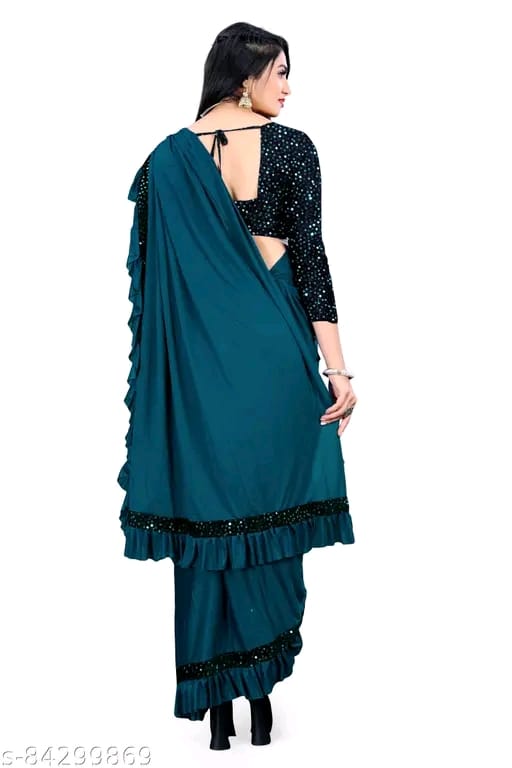FANCY Black Ruffle Wadding Saree With Blouse