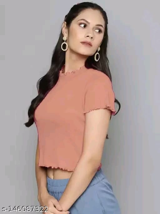 SHORT SLEEVE CROP TOP FOR WOMEN