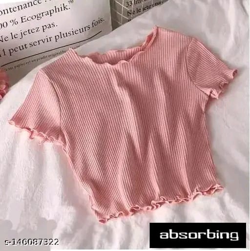 SHORT SLEEVE CROP TOP FOR WOMEN