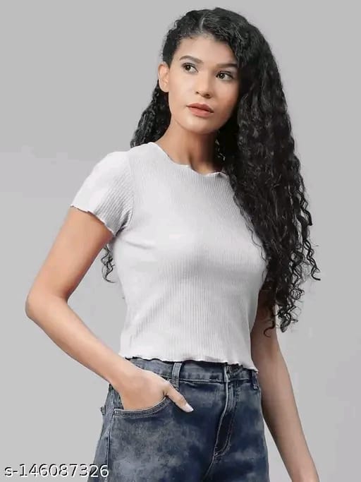 SHORT SLEEVE CROP TOP FOR WOMEN