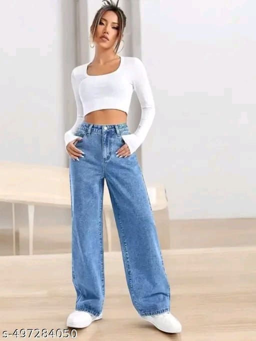 WOMEN'S STRAIGHT FIT BLAST WASH JEANS FOR WOMEN
