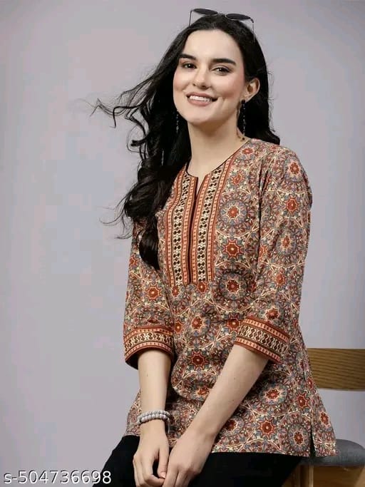 "Women's Rayon Printed Short Kurta | Short Kurta For Women | Short Kurta | Printed Short Kurta | | Womens Printed Cotton Top | Short Kurti | "