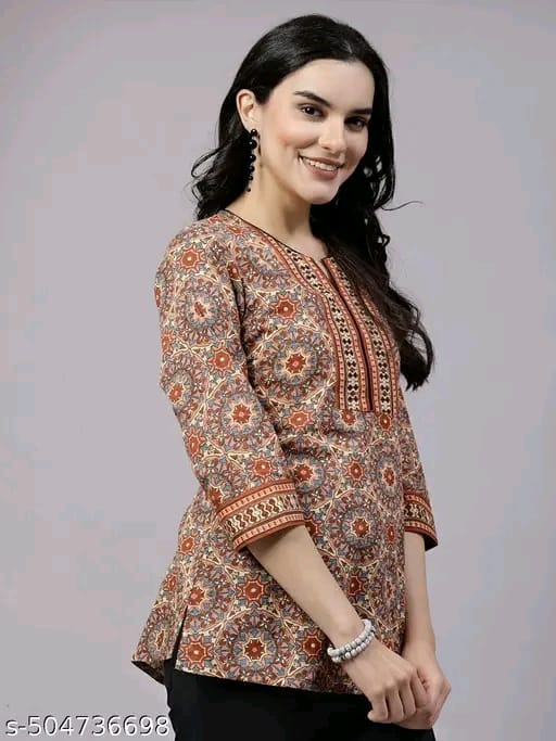 "Women's Rayon Printed Short Kurta | Short Kurta For Women | Short Kurta | Printed Short Kurta | | Womens Printed Cotton Top | Short Kurti | "