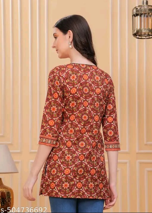 "Women's Rayon Printed Short Kurta | Short Kurta For Women | Short Kurta | Printed Short Kurta | | Womens Printed Cotton Top | Short Kurti | "