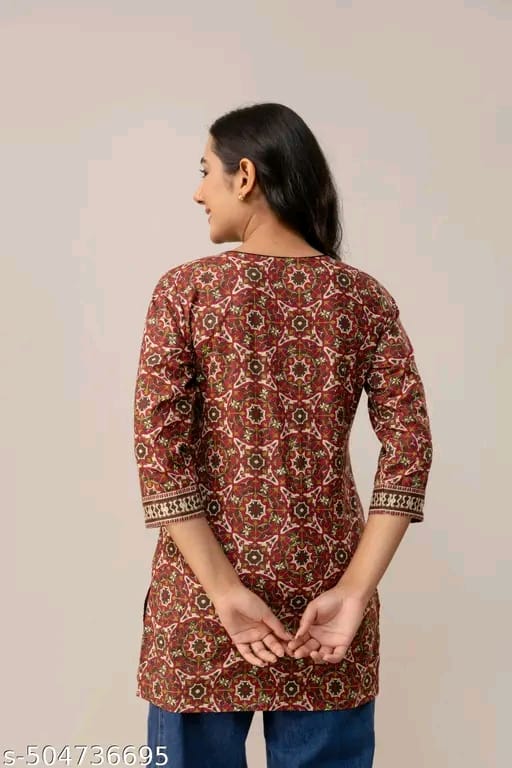 "Women's Rayon Printed Short Kurta | Short Kurta For Women | Short Kurta | Printed Short Kurta | | Womens Printed Cotton Top | Short Kurti | "