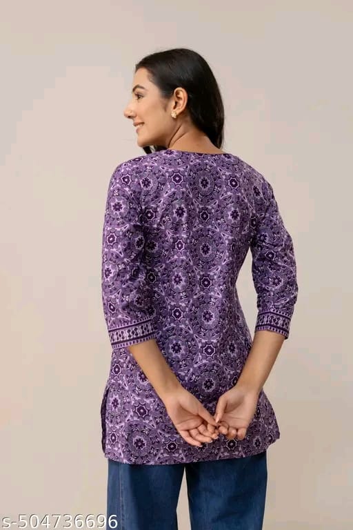 "Women's Rayon Printed Short Kurta | Short Kurta For Women | Short Kurta | Printed Short Kurta | | Womens Printed Cotton Top | Short Kurti | "