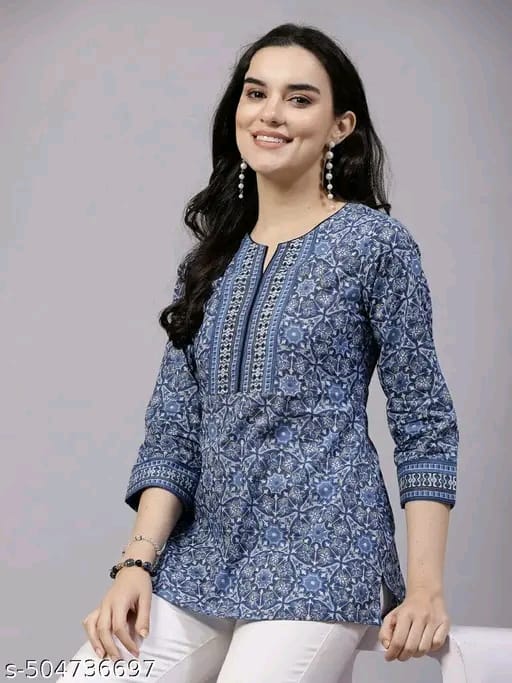 "Women's Rayon Printed Short Kurta | Short Kurta For Women | Short Kurta | Printed Short Kurta | | Womens Printed Cotton Top | Short Kurti | "