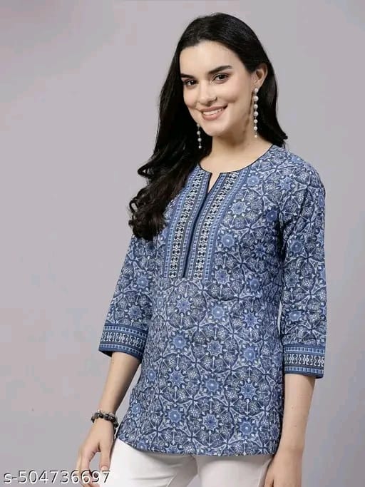 "Women's Rayon Printed Short Kurta | Short Kurta For Women | Short Kurta | Printed Short Kurta | | Womens Printed Cotton Top | Short Kurti | "