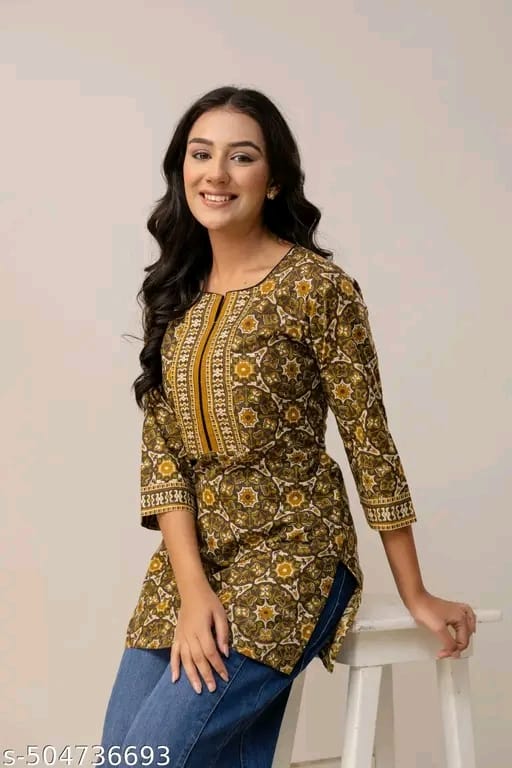 "Women's Rayon Printed Short Kurta | Short Kurta For Women | Short Kurta | Printed Short Kurta | | Womens Printed Cotton Top | Short Kurti | "