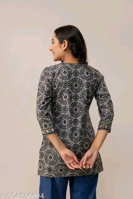 "Women's Rayon Printed Short Kurta | Short Kurta For Women | Short Kurta | Printed Short Kurta | | Womens Printed Cotton Top | Short Kurti | "