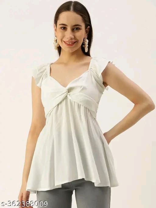 PRG Casual Sleeveless White Women Top