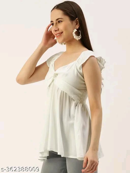 PRG Casual Sleeveless White Women Top