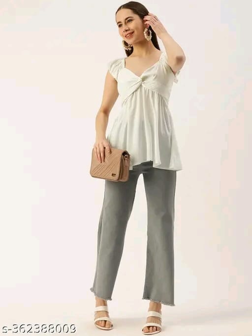 PRG Casual Sleeveless White Women Top