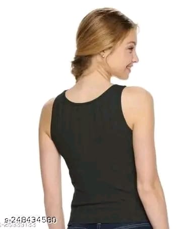 "Women & Girls Button Tank Tops Square Neck Solid Color "