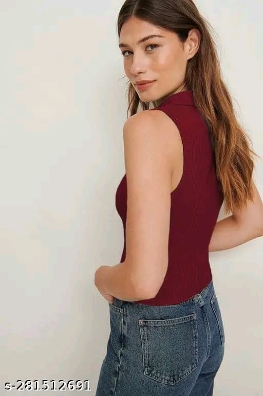 Women Korean Styles top | Summer waer | Half Sleeve |Party Waer |Stylish Tshirt |Coller type Crop Top|Polo Neck|Crop Top Comfy Trendy Women Top & Tunics | T-Shirt for Women & Girl's