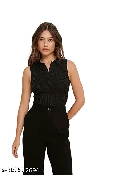 Women Korean Styles top | Summer waer | Half Sleeve |Party Waer |Stylish Tshirt |Coller type Crop Top|Polo Neck|Crop Top Comfy Trendy Women Top & Tunics | T-Shirt for Women & Girl's