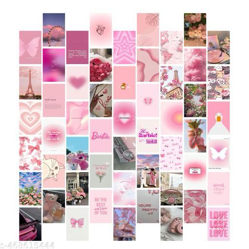 ThePosterMart Aesthetic PINK Collage Kit Wall Posters Collections | Set of 54 | 4x6 inch each | Wall Collage Kit, aesthetic posters | Room Decor Photo Collection | Posters for Room Decoration