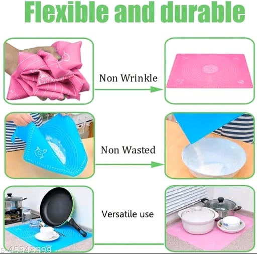Roti Mat, Baking Mats, Non-Stick Silicon Reusable Pastry Fondant Dough Roti Chapati Rolling Baking Sheet mat with Measurements | Liner Heat Resistance Table Placemat Pad Pastry Board (colour may vary depending on availability)