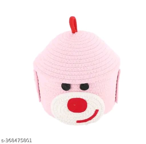 Tamanna Matka Cotton Basket for Storage, Kitchen, Baby Clothes (1 Piece, 20x25 cm) –Handcrafted Round Woven Big Size Cartoon Basket for Kids, Toys, Wardrobe, Hamper, Plants (Beige)