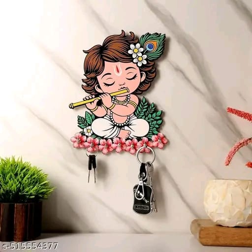 Wallfly Kanha ji wooden key holder for living room home decorative and gift item