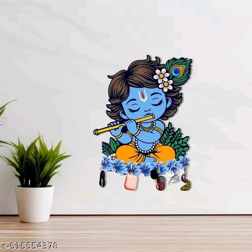 Wallfly Kanha ji wooden key holder for living room home decorative and gift item