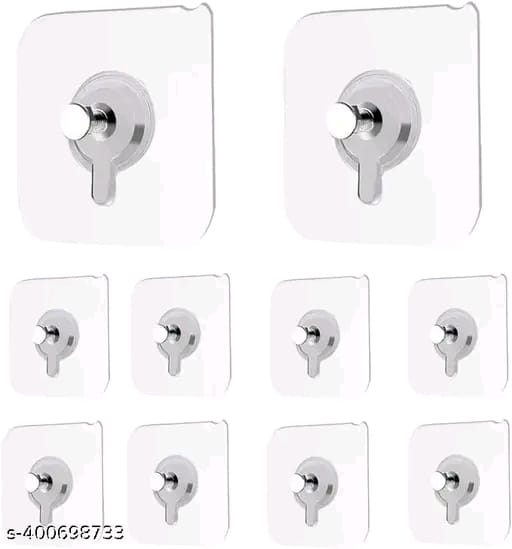 Stainless Steel Nail Free Photo Frame Wall Hook Screw Adhesive Non-Trace No Drilling for Bathroom Shower Kitchen Installation Hanging(PACK 10)