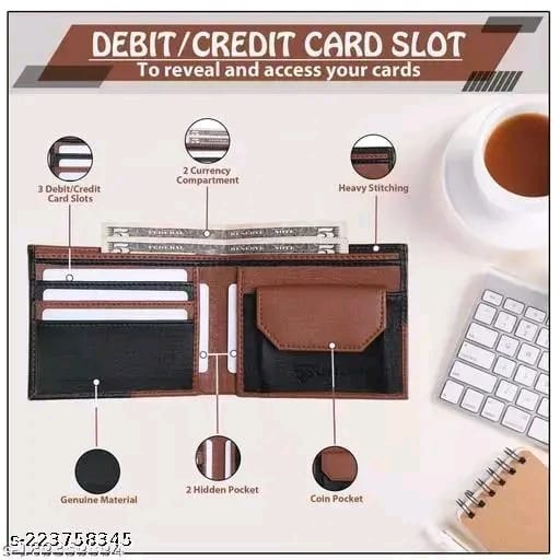 Genuine Leather artificial Wallet for Men - RFID Protected Leather Purse for Men, Money Purse for Men - 5 Card Slots, Coin Pocket, Hidden Pockets.Multicolor ATM