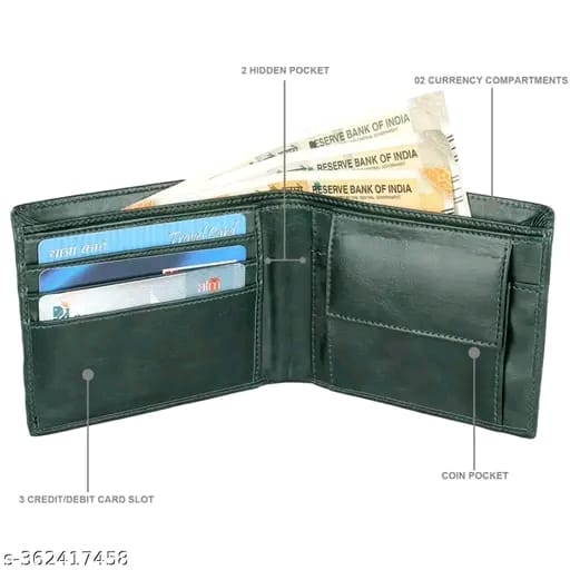 Leather Purse For Man Gents Wallet Green