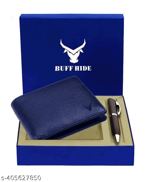 BUFFHIDE RFID Protected 100% Genuine Leather Gift Hamper For Men | Leather Wallet For Men's | Wallets Branded | Wallets For Men (Lee-on Black) ,Leather wallet combo for men