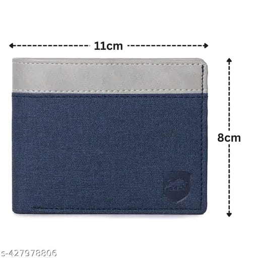 SAMTROH Embellished Men's Wallet, Blue & White, 3 Card Slots, 2 Currency & Secret Compartments, 1 Coin Pocket