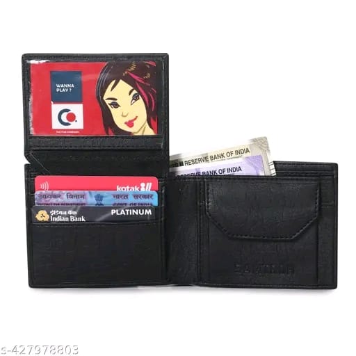 SAMTROH Embellished Men's Wallet, Blue & White, 3 Card Slots, 2 Currency & Secret Compartments, 1 Coin Pocket