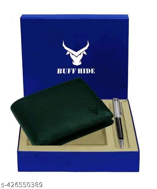 BUFFHIDE RFID Protected 100% Genuine Leather Gift Hamper For Men | Leather Wallet For Men's | Wallets Branded | Wallets For Men (Merchant-Navy) ,Leather wallet combo for men