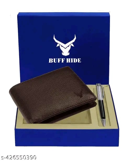 BUFFHIDE RFID Protected 100% Genuine Leather Gift Hamper For Men | Leather Wallet For Men's | Wallets Branded | Wallets For Men (Merchant-Navy) ,Leather wallet combo for men
