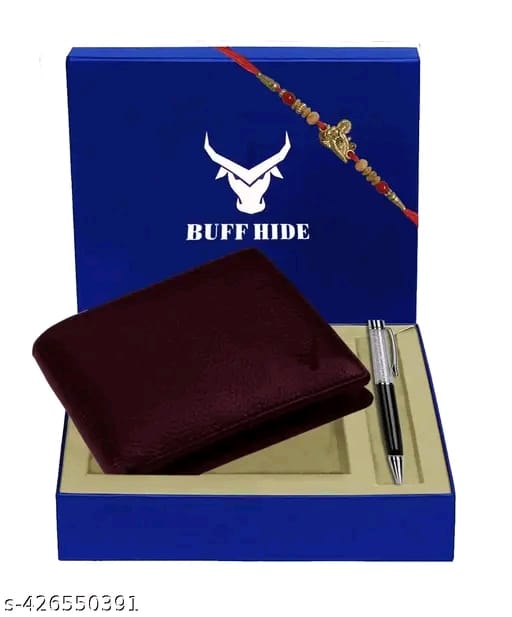 BUFFHIDE RFID Protected 100% Genuine Leather Gift Hamper For Men | Leather Wallet For Men's | Wallets Branded | Wallets For Men (Merchant-Navy) ,Leather wallet combo for men